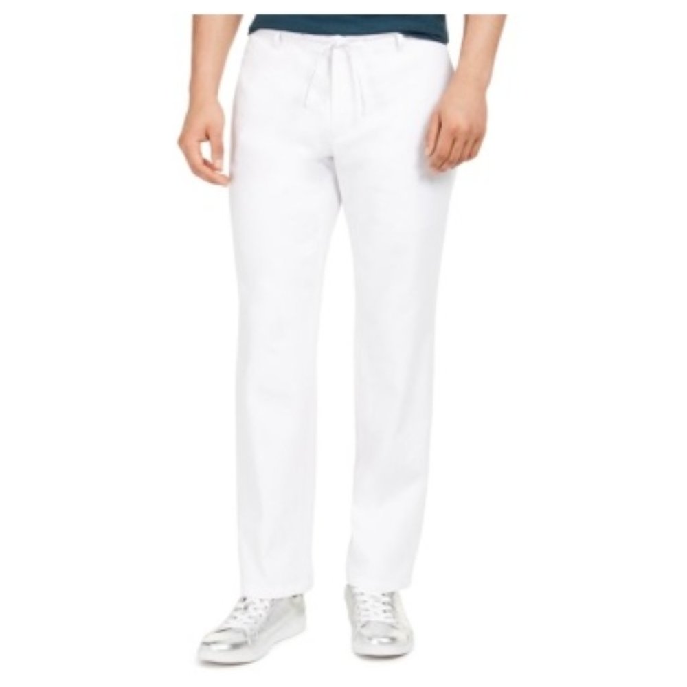 NWT INC Mens White Drawstring Pants 34 Waist Business Casual $70 5E0009
